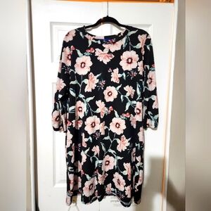 Women's Apt 9 Black with Pink Floral Dress Size XL
